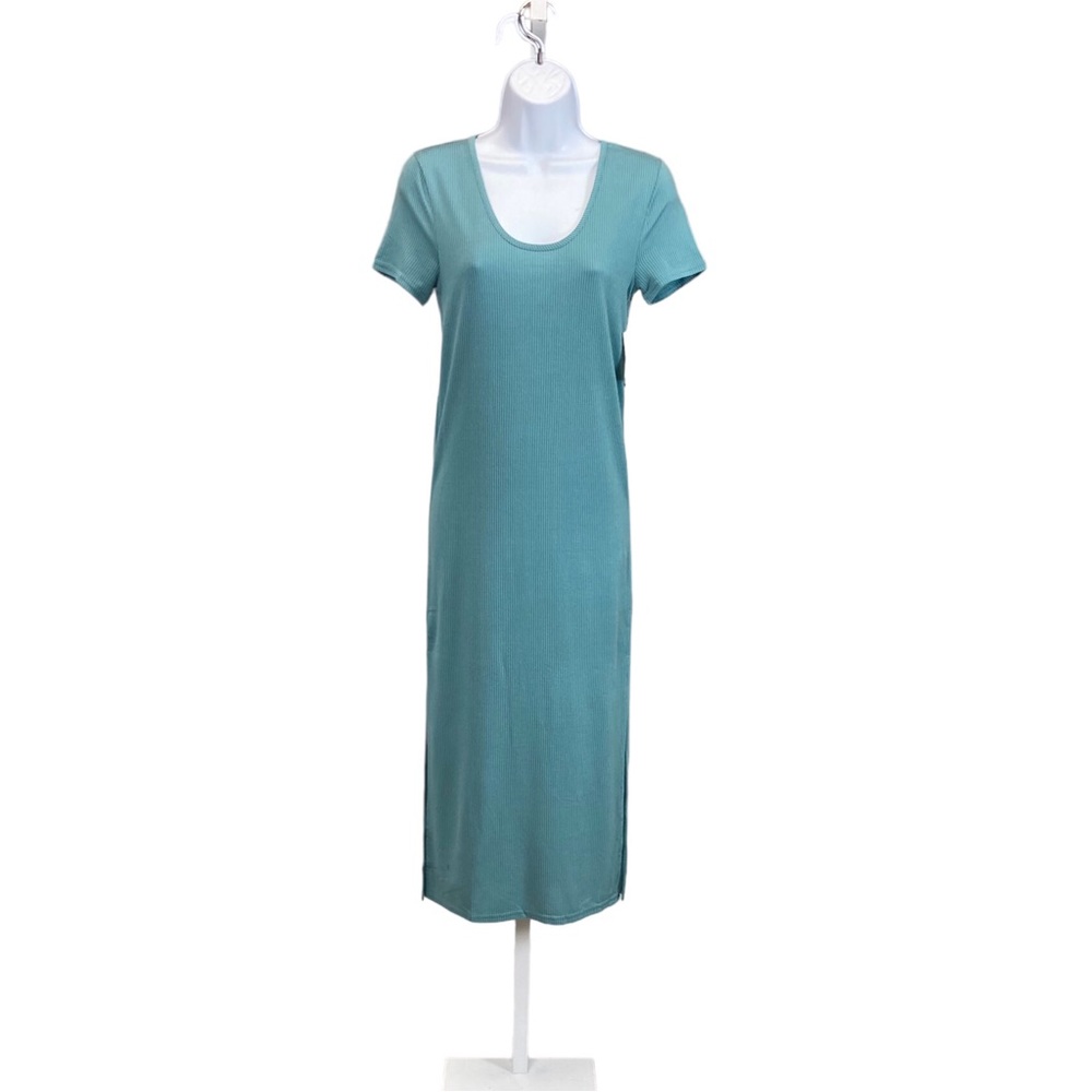 O'NEILL‎ Dress Scoop Unlined Neckline Ribbed-Knit Midi Blue Size X-Small
